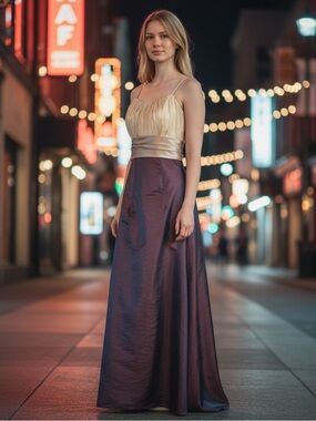 Impression Bridal Formal Maxi Dress Bridesmaids Satin A-line Brown Prom Sweet 16